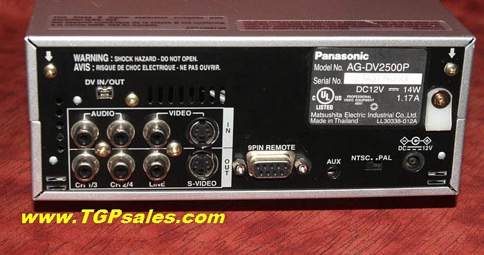 Panasonic Ag Dv2500 Digital Video Recorder Tgpjv3 Tgp Sales A Subsidiary Of Tgrant Photo